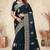 teal blue coding embroidered zarkan diamond work crepe silk blend saree for women