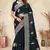 teal blue crepe silk saree with coding zarkan work