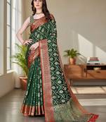 green color meenakari zari weaving soft art silk saree with unstiched blouse 