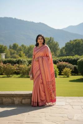 pink color soft art silk paithani zari tassels saree with unstiched blouse 3