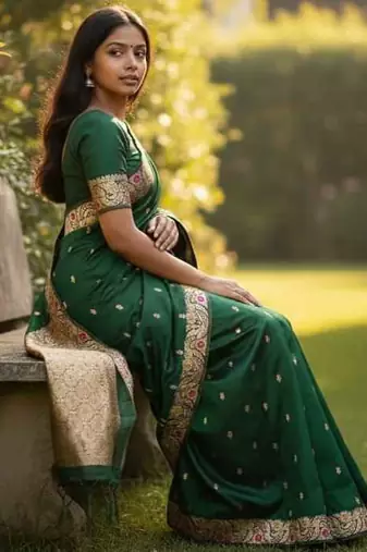 green color meenakari zari weaving soft art silk saree with unstiched blouse 