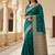 teal color meenakari zari weaving soft art silk saree with unstiched blouse 
