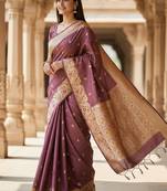 magenta color meenakari zari weaving soft art silk saree with unstiched blouse 