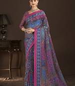 pink  position foil digitally printed saree with blouse