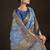 blue premium position foil digitally printed saree with blouse