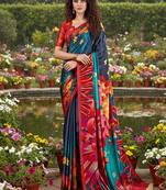 multicolor  printed saree with blouse