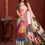 abstract printed crepe art silk saree with printed blouse