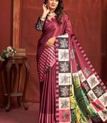abstract printed crepe art silk saree with printed blouse