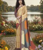 multicolor  printed saree with blouse