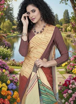 multicolor  printed saree with blouse 3