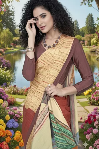 multicolor  printed saree with blouse
