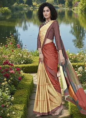multicolor  printed saree with blouse 4
