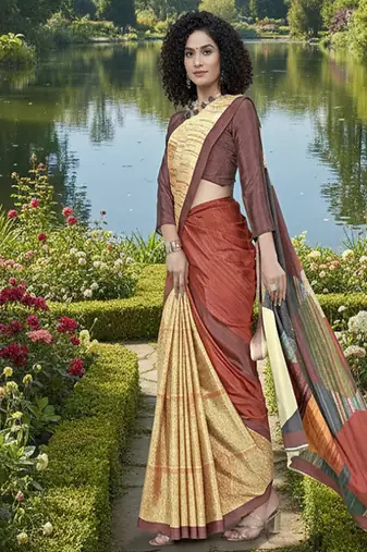 multicolor  printed saree with blouse