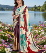 multicolor  printed saree with blouse