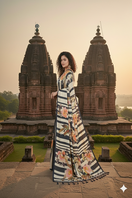 Mulricolor  printed saree with blouse 2