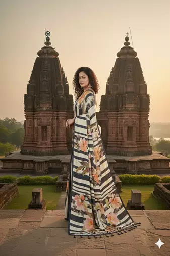 Mulricolor  printed saree with blouse