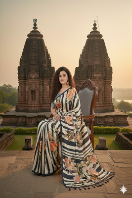 Mulricolor  printed saree with blouse 3