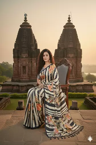 Mulricolor  printed saree with blouse