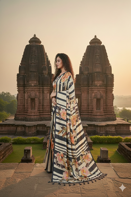 Mulricolor  printed saree with blouse 4
