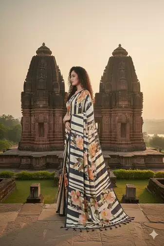Mulricolor  printed saree with blouse