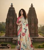 off white  printed saree with blouse