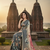 Grey premium printed saree with blouse