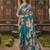 Teal Blue premium printed saree with blouse
