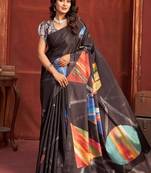 abstract printed crepe art silk saree with printed blouse
