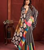 abstract printed crepe art silk saree with printed blouse