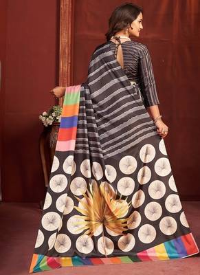 abstract printed crepe art silk saree with printed blouse 4
