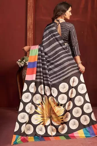 abstract printed crepe art silk saree with printed blouse