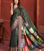 abstract printed crepe art silk saree with printed blouse