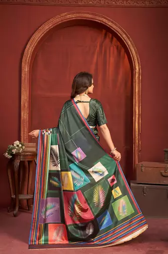 abstract printed crepe art silk saree with printed blouse
