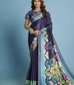 Blue  printed saree with blouse