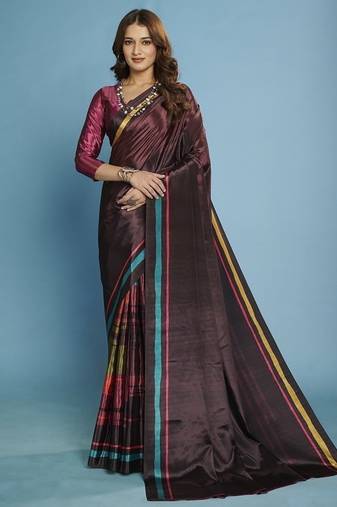 Purple premium printed saree with blouse