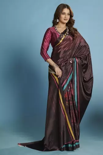 Purple  printed saree with blouse