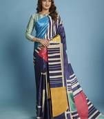 multicolor  printed saree with blouse