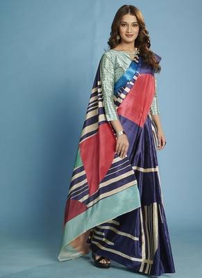 multicolor  printed saree with blouse 2