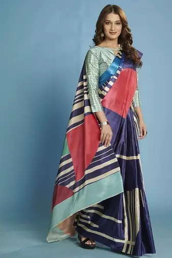 multicolor  printed saree with blouse