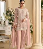 Pink embroidered georgette pakistani salwar suit