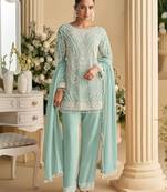 Green embroidered georgette pakistani salwar suit