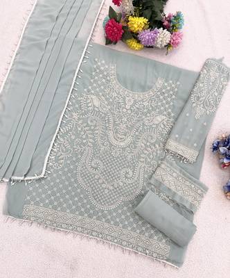 Green embroidered georgette salwar suit 3