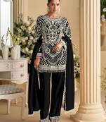 Black embroidered georgette pakistani salwar suit
