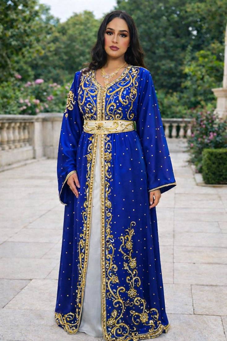  Abaya Georgette Zari Embroidered Kaftan