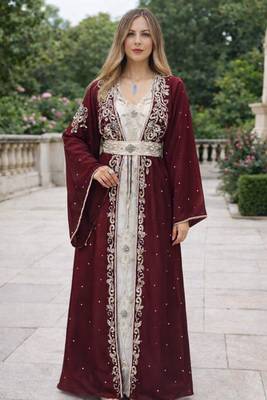 Moroccan Caftan Georgette Zari Embroidered Kaftan 2