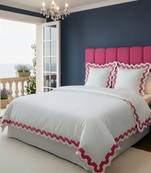 400TC U Shape Applique Scalloped Embroidery Cotton Duvet Cover Set 