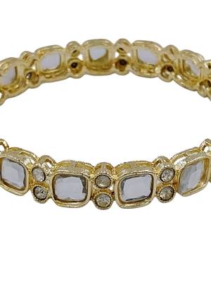 Gold plated kundan polki work bangles set for women 4