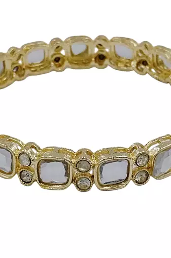 Gold plated kundan polki work bangles set for women