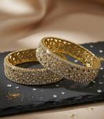 Luxury cz crystal embedded ethnic gold 2pcs bangles set