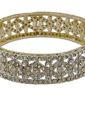 Luxury cz crystal embedded ethnic gold 2pcs bangles set 4